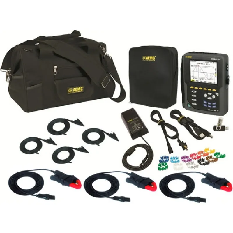 AEMC 8333 W/3 MN193-BK [2136.12] PowerPad III 3-Phase Power Quality Analyzer 1-/3-Phase NW, MN193