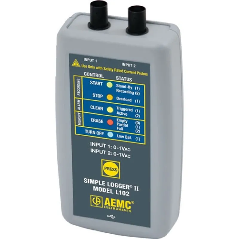 AEMC L102 [2126.03] Simple Logger II (2-Channel, TRMS, 0 to 1VAC, DataView Software)