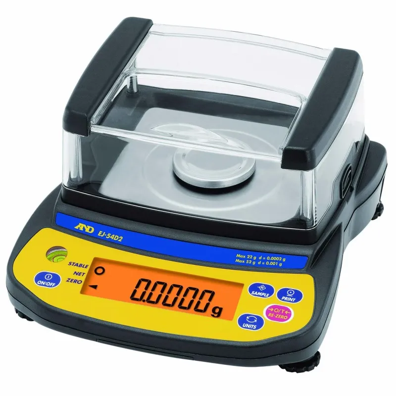 AND Newton EJ54D2 [EJ-54D2] Portable Precision Balance, 22/52 g x 0.0002/0.001 g - 50mm Ø with External Calibration