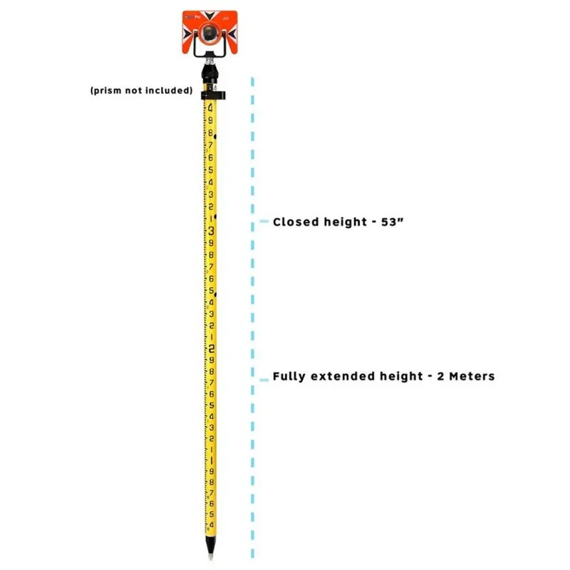 AdirPro 711 [711-39] 2-meter Aluminum Snap Lock Rover Rod with Outer GT Graduations - Yellow