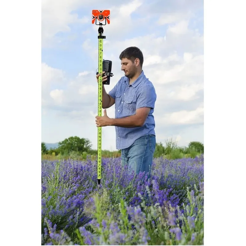 AdirPro 711 [711-40] 2-meter Aluminum Snap Lock Rover Rod w/ Outer GT Graduations - Fluorescent Green