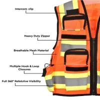 AdirPro ADI716ORGS [ADI716-ORG-S] ANSI 107 Class 2 Safety Vest - S, Orange