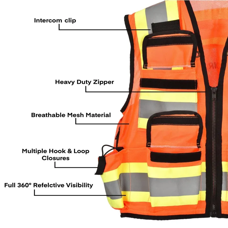 AdirPro ADI716ORG ANSI 107 Class 2 Safety Vest, Orange