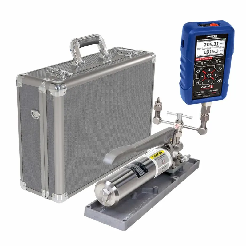 Ametek Crystal HPC40 [HPC41-30PSI-FOV] Single Sensor Pressure Calibrator w/System F (Oil) 0 to 15 000 psi/1000 bar, 1/4 NPT Male, 30 PSI & Aluminum Case