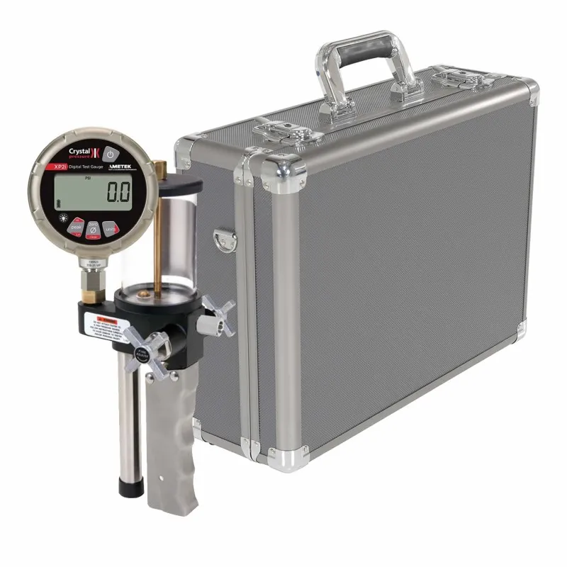 Ametek Crystal XP2i [10KPSIXP2I-CHX] Digital Pressure Gauge w/Pump System C (Oil) 0 to 5000 psi, 0.1% Accuracy, 1/4NPT Male, 10,000 PSI Gauge & Aluminum Case