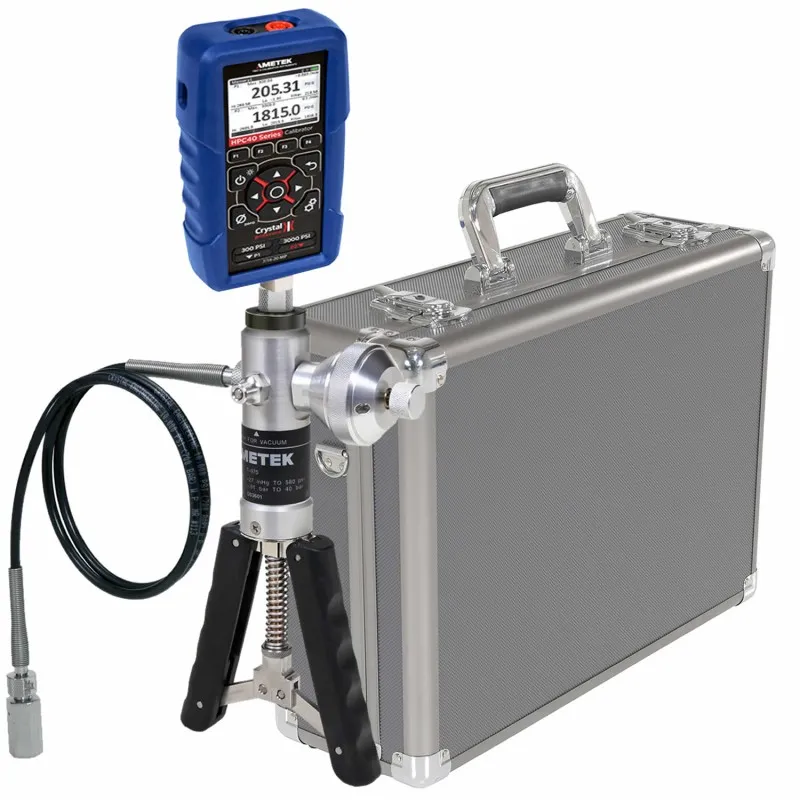 Ametek Crystal HPC40 [HPC41-30PSI-BHX] Single Sensor Pressure Calibrator w/Pump System B (Pneumatic) -27 inHg to 580 psi/-0.91 to 40 bar, 1/4 NPT Male, 30 PSI & Aluminum Case