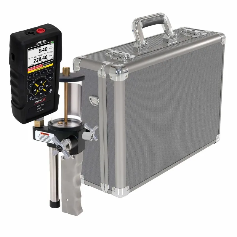 Ametek Crystal HPC50 [HPC51-15PSI-CXX] Intrinsically Safe, Single Sensor Handheld Pressure Calibrator w/Pump System C (Oil) 0 to 3000 psi/200 bar, 1/4 NPT Male, 15 psi & Aluminum Case