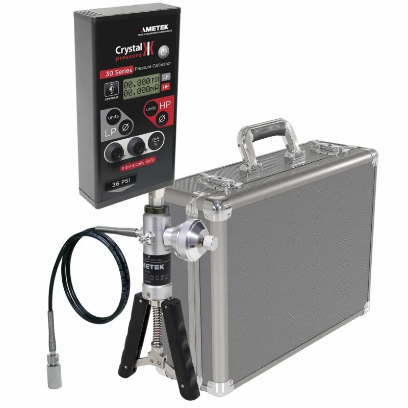 Ametek Crystal 30 [IS31-16PSI-AHX] Single Digital Pressure Calibrator, 0 to 16 PSI w/Pump System A (Pneumatic) 0 to 40 Bar, Aluminum Case