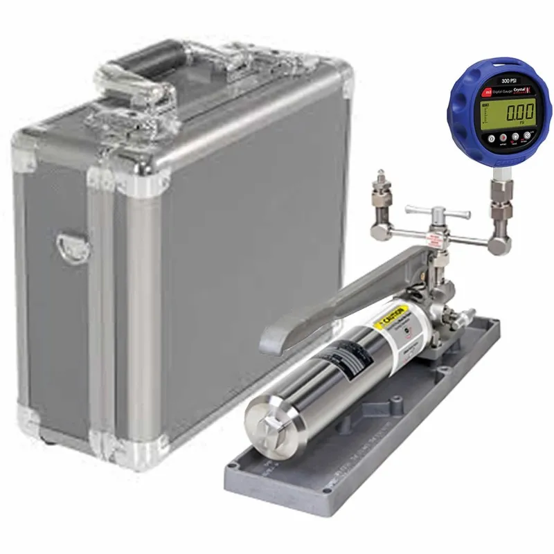 Ametek Crystal M1 [M1-30PSI-FOV] Digital Pressure Gauge, 1/4" NPT Male, 0 to 30 PSI w/ Pump System F (Oil) 0 to 15 000 psi/1000 bar, Full Liquid & Aluminum Case