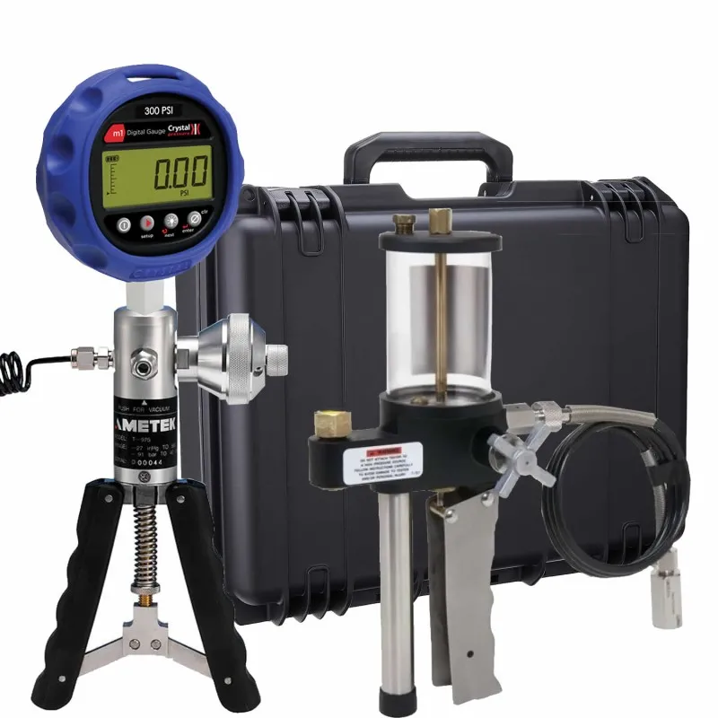 Ametek Crystal M1 [M1-300PSI-HOX] Digital Pressure Gauge, 1/4" NPT Male, 0 to 300 PSI w/ Pump System H (Oil/Pneumatic) -27 inHg to 580 psi/-0.91 to 40 bar & 0 to 5000 psi/350 bar, Full Liquid & Waterproof Case