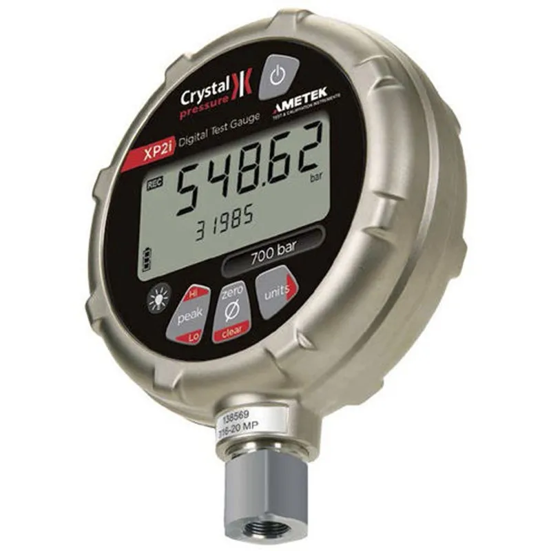Ametek Crystal XP2i [100PSIXP2I-HOX-W] Digital Pressure Gauge w/Pump System H (Oil/Pneumatic) -25 inHg to 580 psi & 0 to 5000 psi,  0.1% Accuracy, 1/4NPT Male, 100 PSI  Gauge & Waterproof Case