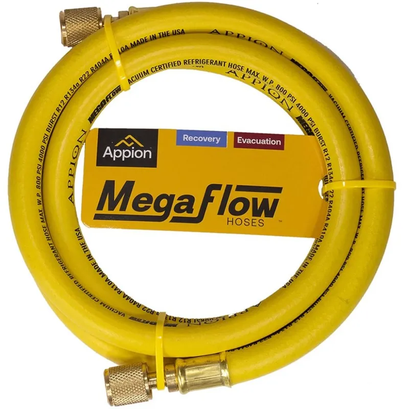 Appion MegaFlow [MH380006AAY] 3/8in Recovery Hose, 6ft 1/4in FL to 1/4in FL, Yellow
