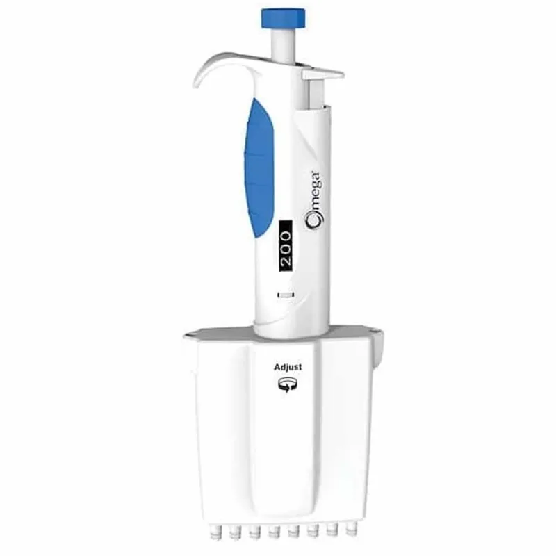 Argos Technologies 24501-21 Omega 8 Channel Mechanical Adjustable-Volume Pipette, 30 to 300 µL, 1/EA