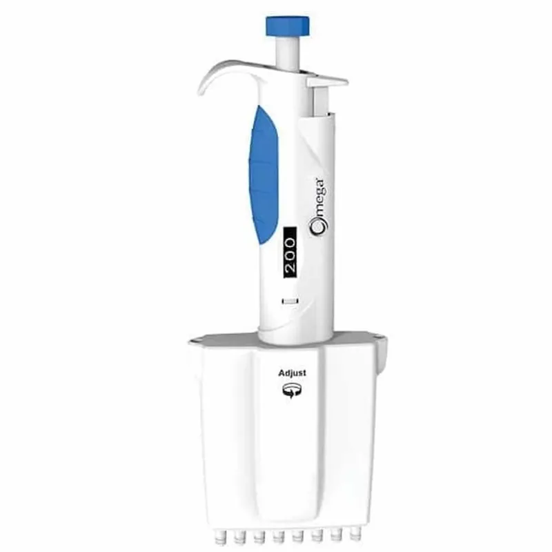 Argos Technologies 24501-20 Omega 8 Channel Mechanical Adjustable-Volume Pipette, 5 to 50 µL, 1/EA