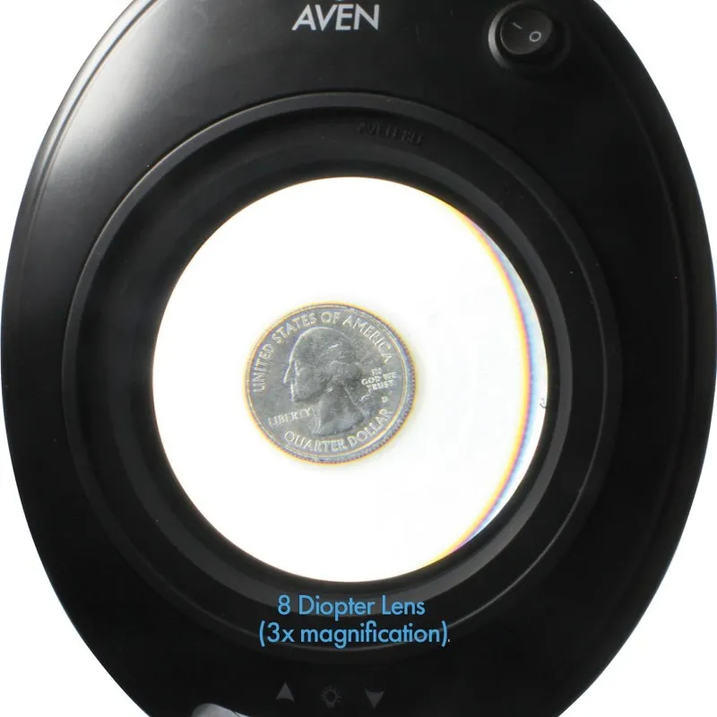 Aven Tools In-X [26501-LED-INX-8D] Interchangeable Magnifying Lamp 8 Diopter (3x)Bundled With A 5 Diopter Lens (2.25x)