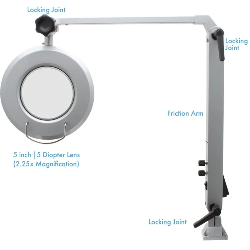 Aven Tools ProVue Deluxe [26501-LFL-LED] Magnifying Lamp 5 Diopter [2.25x] With White And Amber LEDs, 100 - 240 VAC