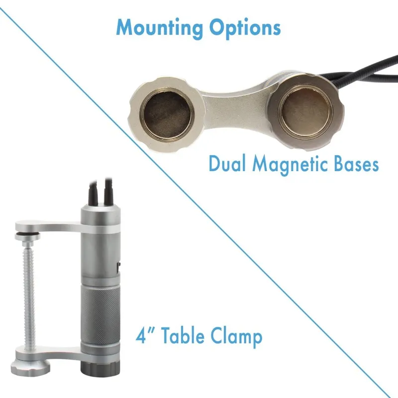 Aven Tools 26537 Dual Gooseneck LED Task Light With Magnetic Base And 4" Table Clamp