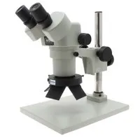 Aven Tools SPZ-50 [26800B-223-SPZ] Stereo Zoom Binocular Microscope with OLED Ring Light and Pole Stand, 6.7x to 50x
