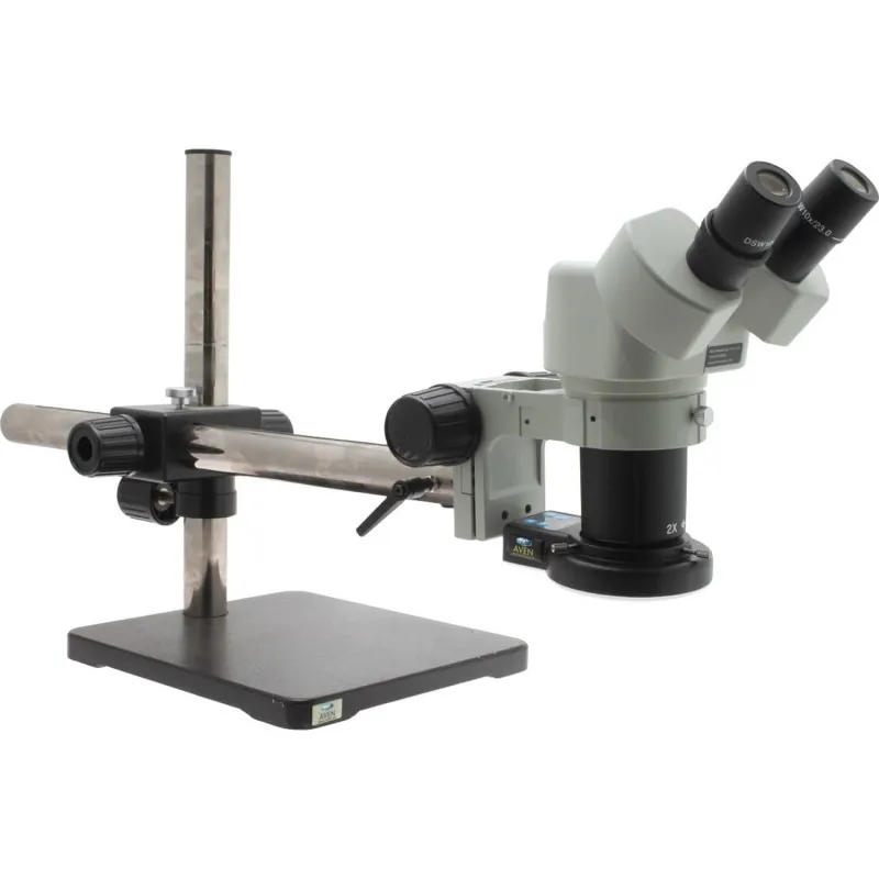 Aven Tools NSW-20 [26800B-366] Stereo Microscope (10x and 20x) On 18 in Single Arm Boom Stand with LED Ring Light*DISCONTINUED*
