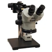Aven Tools SPZ-50 [26800B-369] Stereo Zoom Binocular Microscope on Double Arm Boom Stand with Integrated LED Ring Light