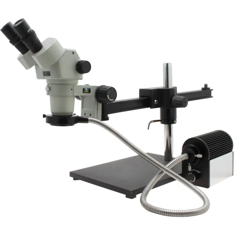Aven Tools SPZH-135 [26800B-373-11] Stereo Zoom Binocular Microscope with Ultra-Glide Boom Stand & Fiber Optic LED Illuminator, 21x-135x Magnification