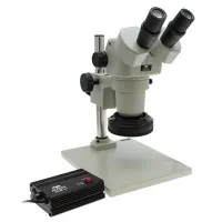 Aven Tools SPZ-50 [26800B-373-4] Stereo Zoom Binocular Microscope System with Polarized LED Ring Light and Pole Stand, 6.7x to 50x
