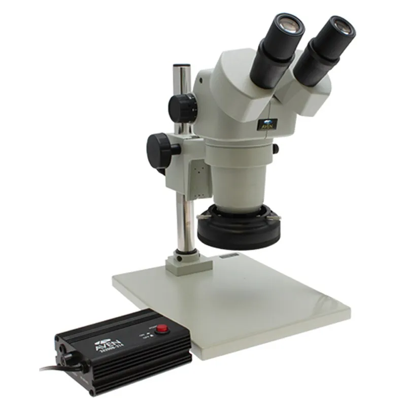 Aven Tools SPZ-50 [26800B-373-4] Stereo Zoom Binocular Microscope System with Polarized LED Ring Light and Pole Stand, 6.7x to 50x