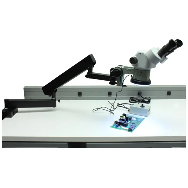 Aven Tools SPZ-50 [26800B-373-5] Stereo Zoom Binocular Microscope System with Articulating Arm, E-Arm Focus Mount, LED Ring Light, 6.7x to 50x