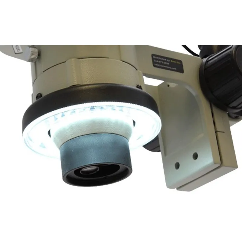 Aven Tools SPZ-50 [26800B-373-6] Stereo Zoom Binocular Microscope System with Double Arm Boom Stand, E-Arm Focus Mount, LED Ring Light, 6.7x to 50x