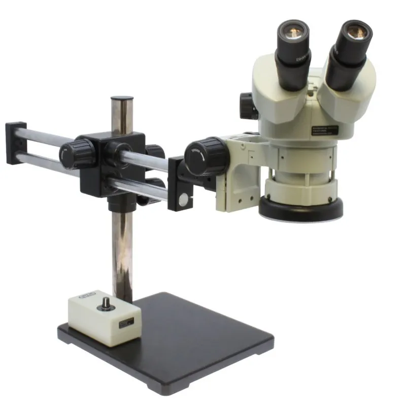 Aven Tools SPZ-50 [26800B-373-6] Stereo Zoom Binocular Microscope System with Double Arm Boom Stand, E-Arm Focus Mount, LED Ring Light, 6.7x to 50x