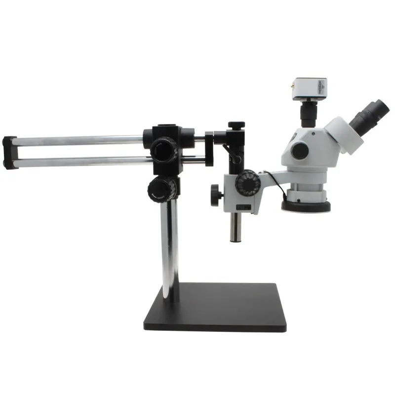 Aven Tools SPZV50E [26800B-373-ESD] Stereo Zoom Trinocular Microscope on Boom Stand with Integrated LED Light & USB 6M Camera, ESD Safe, 6.7x to 50x