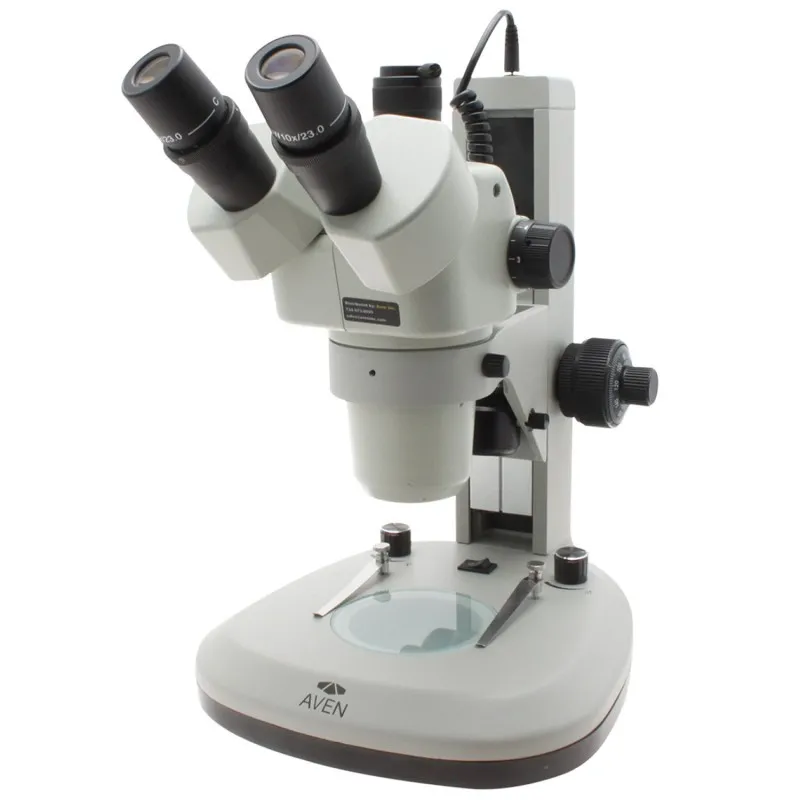Aven Tools DSZV-44 [DSZV44-506] Trinocular Stereo Zoom Microscope (10x - 44x), 280 mm Track Stand with Overhead and Backlight LEDs