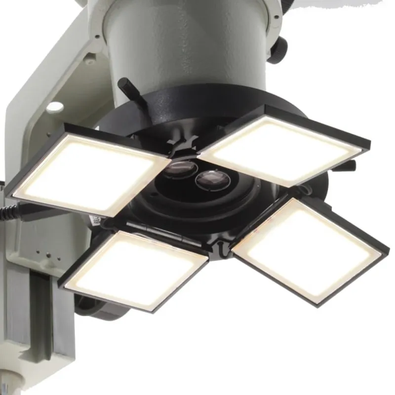 Aven Tools SPZ-50 [SPZ-50-534-223] Stereo Zoom Binocular Microscope on Double Arm Boom Stand with OLED Ring Light, 6.7x to 50x Magnification