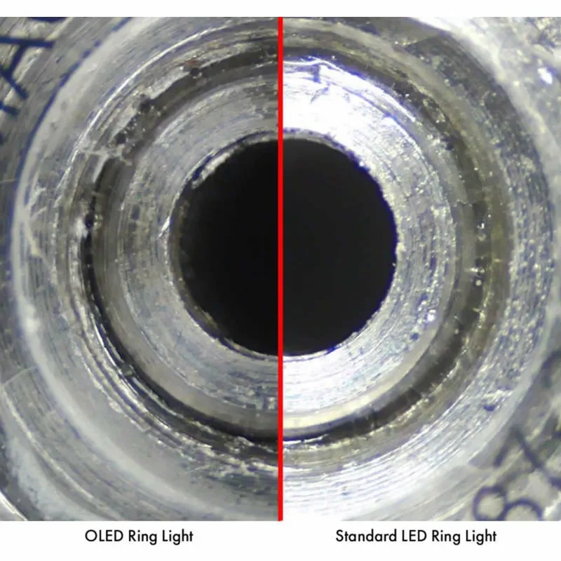 Aven Tools SPZ-50 [SPZ-50-534-223] Stereo Zoom Binocular Microscope on Double Arm Boom Stand with OLED Ring Light, 6.7x to 50x Magnification