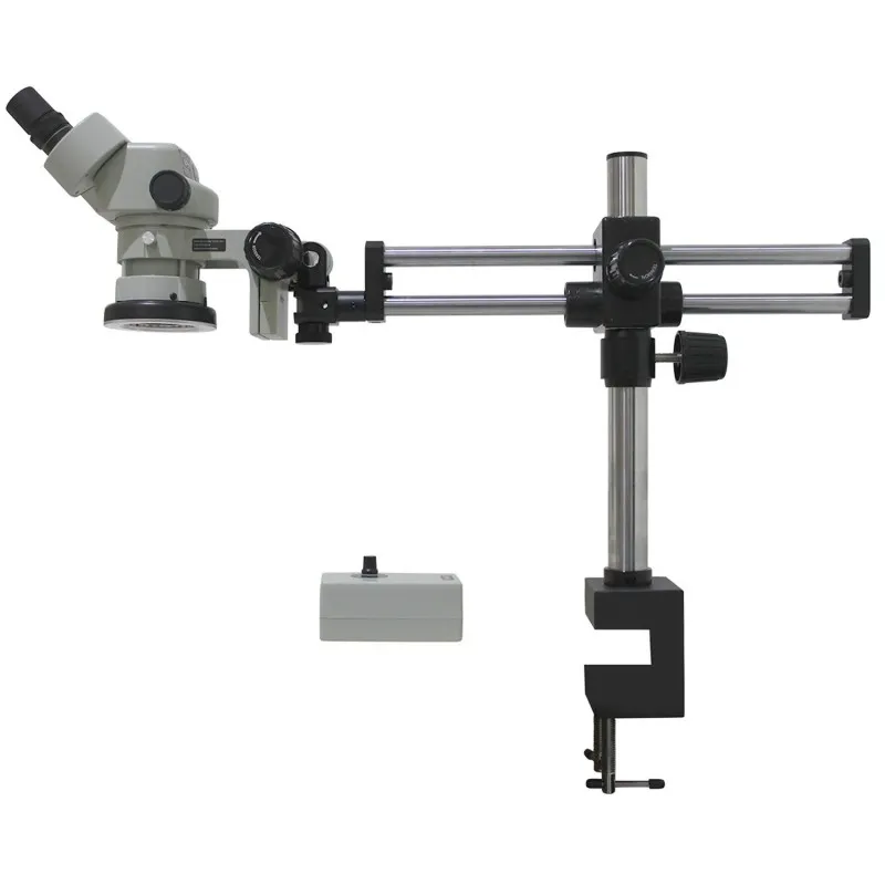 Aven Tools SPZHT-135 [SPZHT135-209-536] Stereo Zoom Trinocular Microscope on Dual Arm Boom Stand with Integrated Ring Light, 21x to 135x Magnification