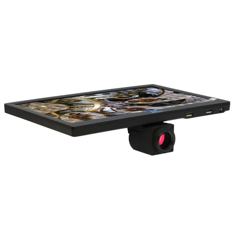 Aven Tools SPZV-50E [SPZV-50E-514-260] Stereo Zoom Trinocular Microscope with Mighty Cam Eidos 2M Camera & Integrated Monitor, ESD Safe, 6.7x to 50x