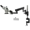 Aven Tools SPZV-50 [SPZV50-209-550-PCL] Stereo Zoom Trinocular Microscope on Articulating Arm Stand with Integrated Ring Light, 6.7x-50x Magnification