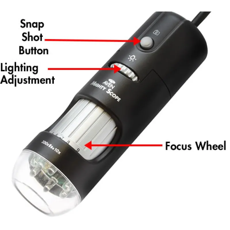 Aven Tools Mighty Scope [26700-209-PLR]  5M USB Digital Microscope w/ Polarizer, 10x - 200x  *DISCONTINUED*