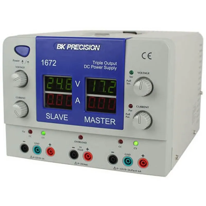 BK Precision 1672 [1672-220V] Triple-Output Quad Display DC Power Supply, (2)32V/3A, (1)5V/3A, 220VAC Line Input
