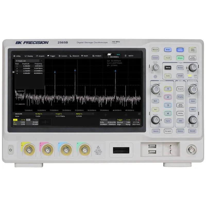 BK Precision 2565B [2565B-230V] 100 MHz, 4 Channel, 2 GSa/s Digital Storage Oscilloscope, 230V Line Input