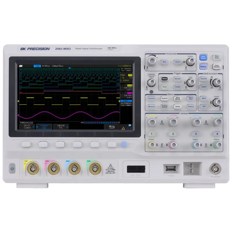 BK Precision 2565B-BMSO [2565B-MSO] 100 MHz, 4 Channel, 2 GSa/s Mixed Signal Oscilloscope, 230V Line Input