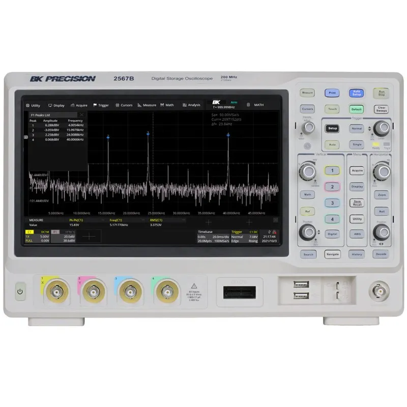 BK Precision 2567B [2567B-230V] 200 MHz, 4 Channel, 2 GSa/s Digital Storage Oscilloscope, 230VAC Line Input