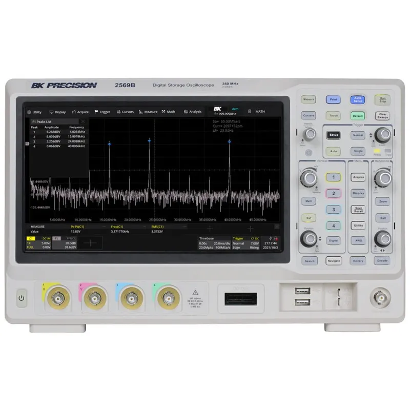 BK Precision 2569B [2569B-230V] 350 MHz, 4 Channel, 2 GSa/s Digital Storage Oscilloscope, 230VAC Line Input