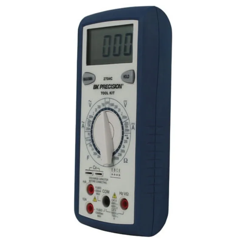 BK Precision 2704C Manual Ranging Digital Multimeter with Transistor Test Kit and Test Leads