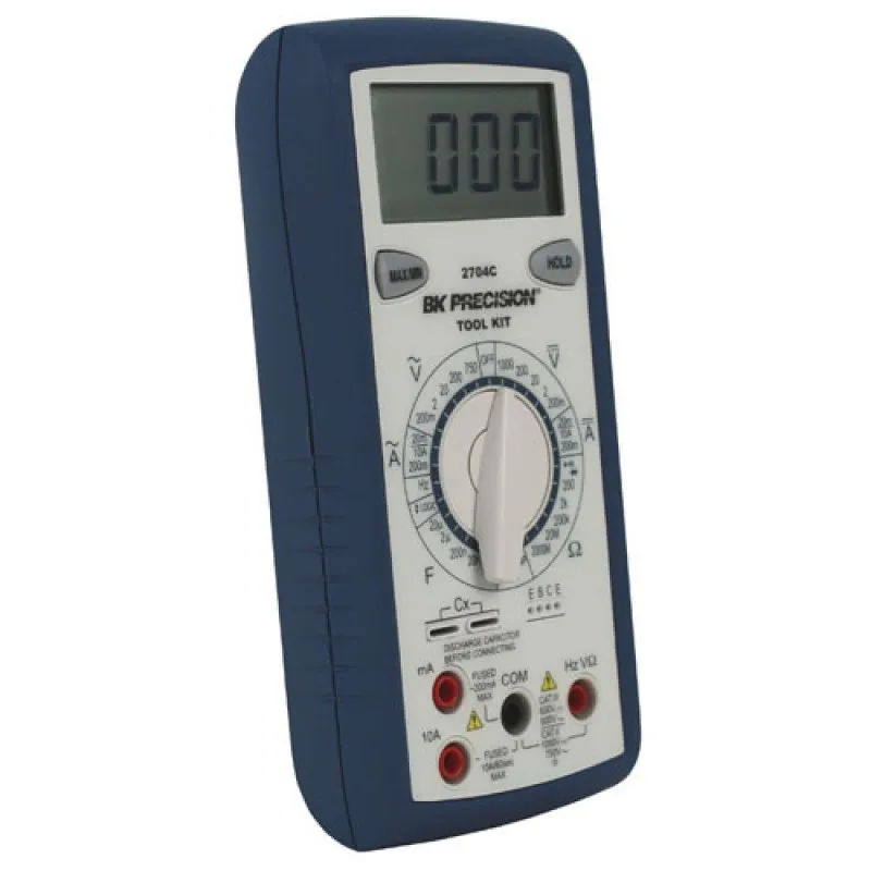 BK Precision 2704C Manual Ranging Digital Multimeter with Transistor Test Kit and Test Leads