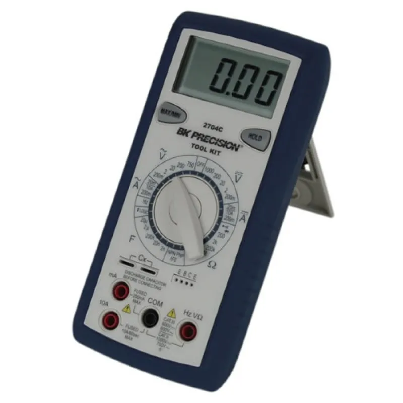 BK Precision 2704C Manual Ranging Digital Multimeter with Transistor Test Kit and Test Leads