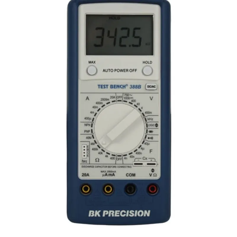 BK Precision 388B Test Bench Manual-Ranging Handheld AC/DC Digital Multimeter in Rubberized Case