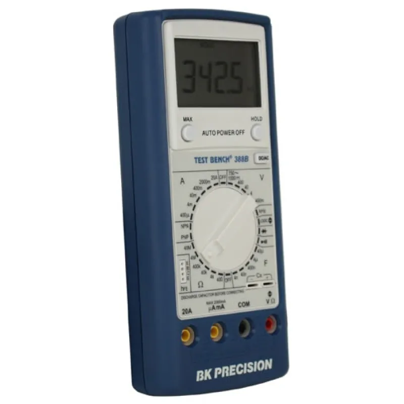BK Precision 388B Test Bench Manual-Ranging Handheld AC/DC Digital Multimeter in Rubberized Case