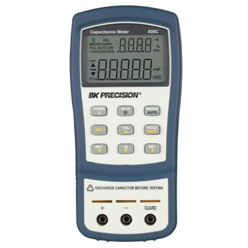 BK Precision 890C Dual-Display Handheld Capacitance Meter, 11,000-Count, 50 mF, 220VAC Line Input