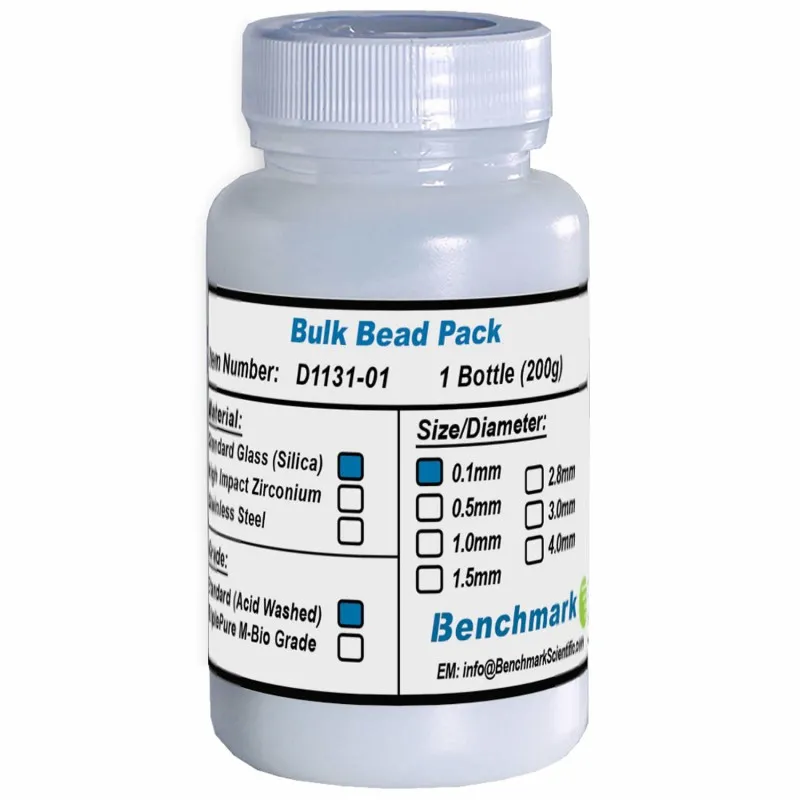 Benchmark Scientific D113101 [D1131-01] Silica Glass Bulk Beads, 0.1mm, acid washed, 200g